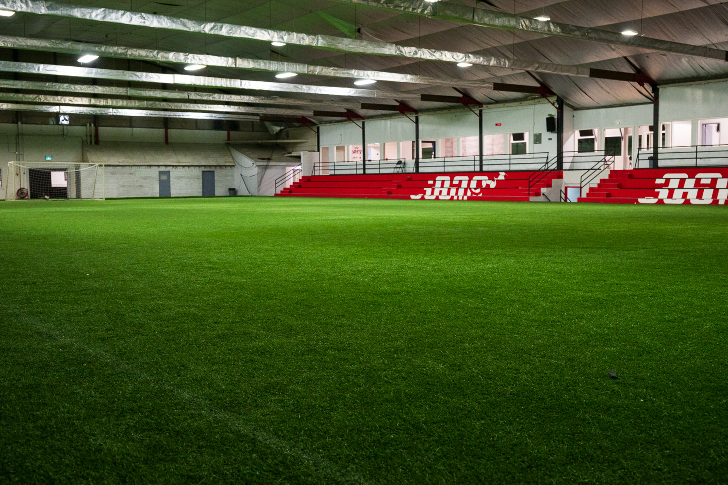 Field 1 indoor turf and red 360 stands at 360 Vaughan